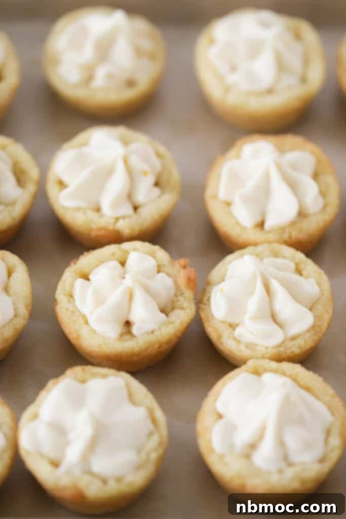 cookie cups with lemon cream filling and piped whipped cream.