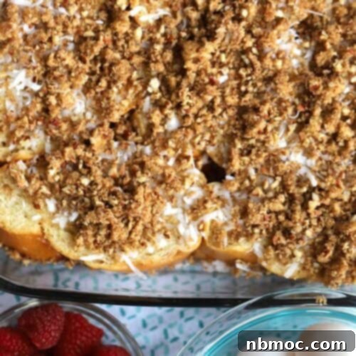 This easy coconut french toast bake is a perfect addition to any breakfast or holiday brunch.