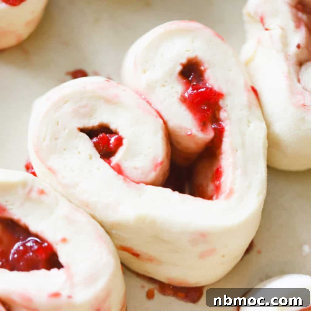 Unbaked raspberry sweet rolls, showcasing their potential before baking into a delicious treat.