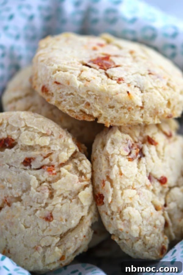 These delicious sun-dried tomato and parmesan biscuits are a tasty and flaky biscuit recipe. They're delicious savory biscuits that are easy to make.