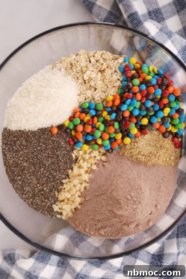 Quick & Healthy Chia Oat Energy Bites 3 ingredients to make chia seed energy balls in a large glass bowl. energy balls chia seeds. Healthy oat balls. Chia seed power balls.