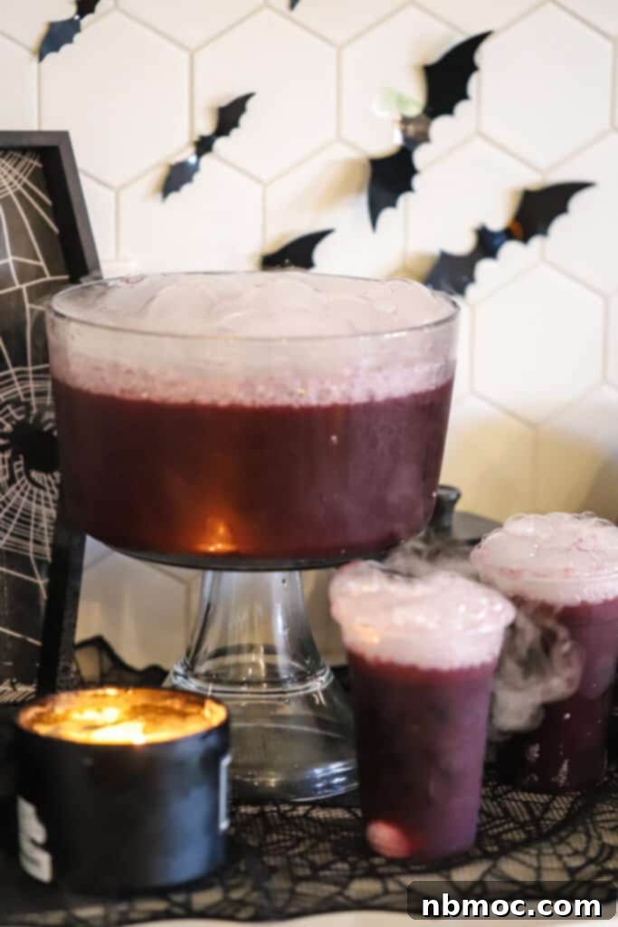 Amethyst Elixir 2 A large punch bowl full of purple punch that is bubbling over, creating a spooky fog effect.