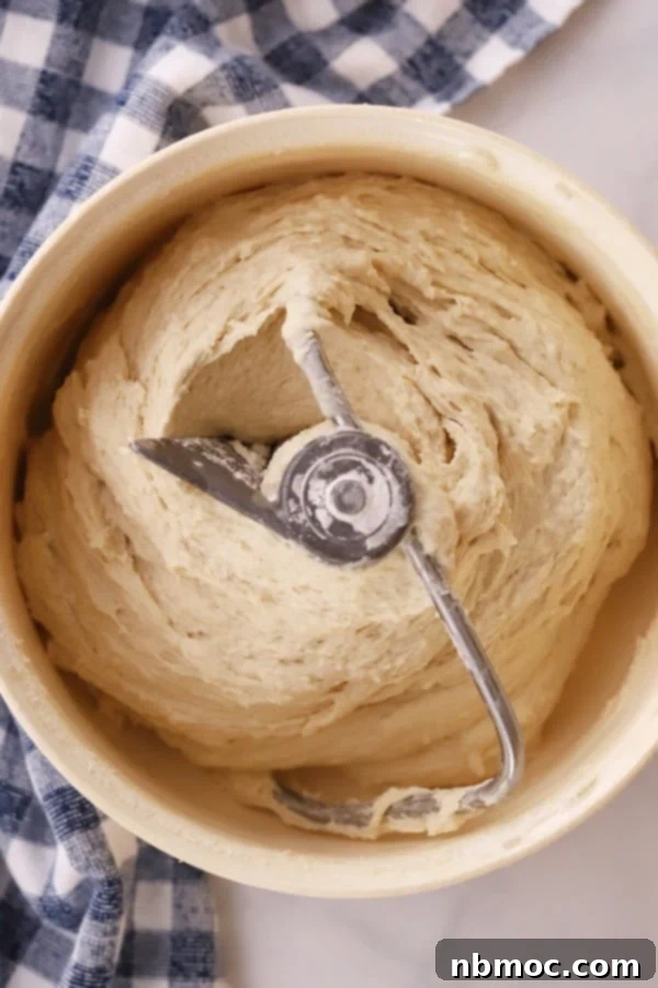 French Bread Dough in mixer bowl.