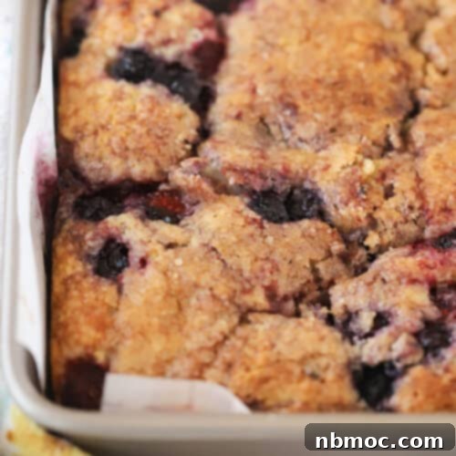 Delicious berry coffee cake recipe with a sugar topping and lemon glaze