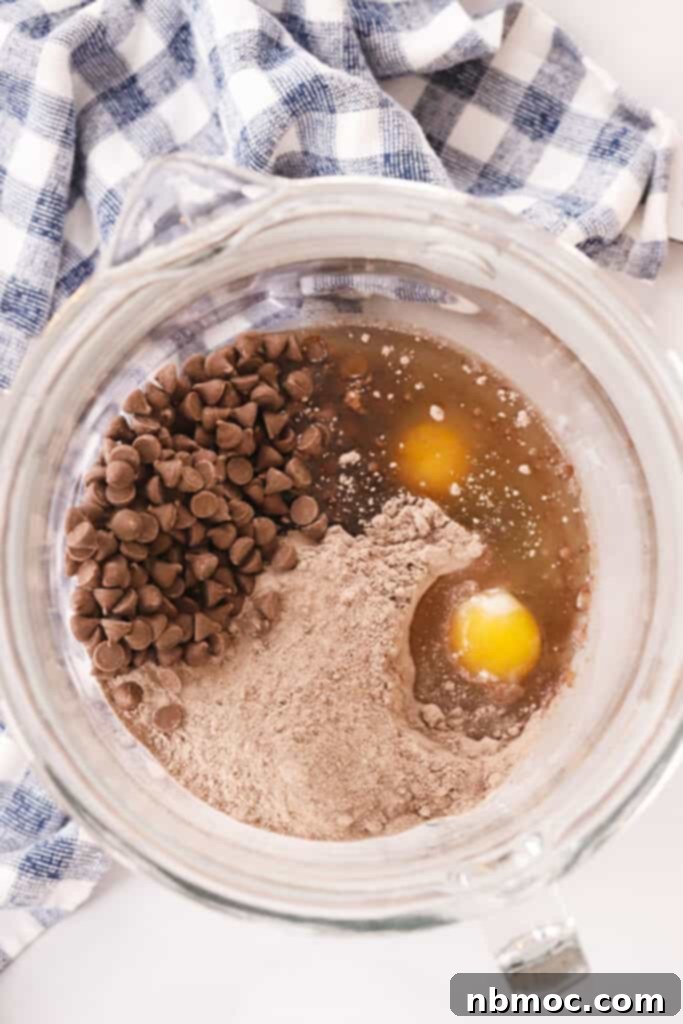 A large bowl filled with essential cake mix cookie ingredients, perfectly prepped for mixing and ready to create a batch of super easy and delicious cookies.