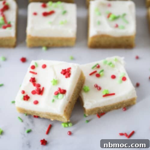 A beautifully decorated Christmas Sugar Cookie Bar.