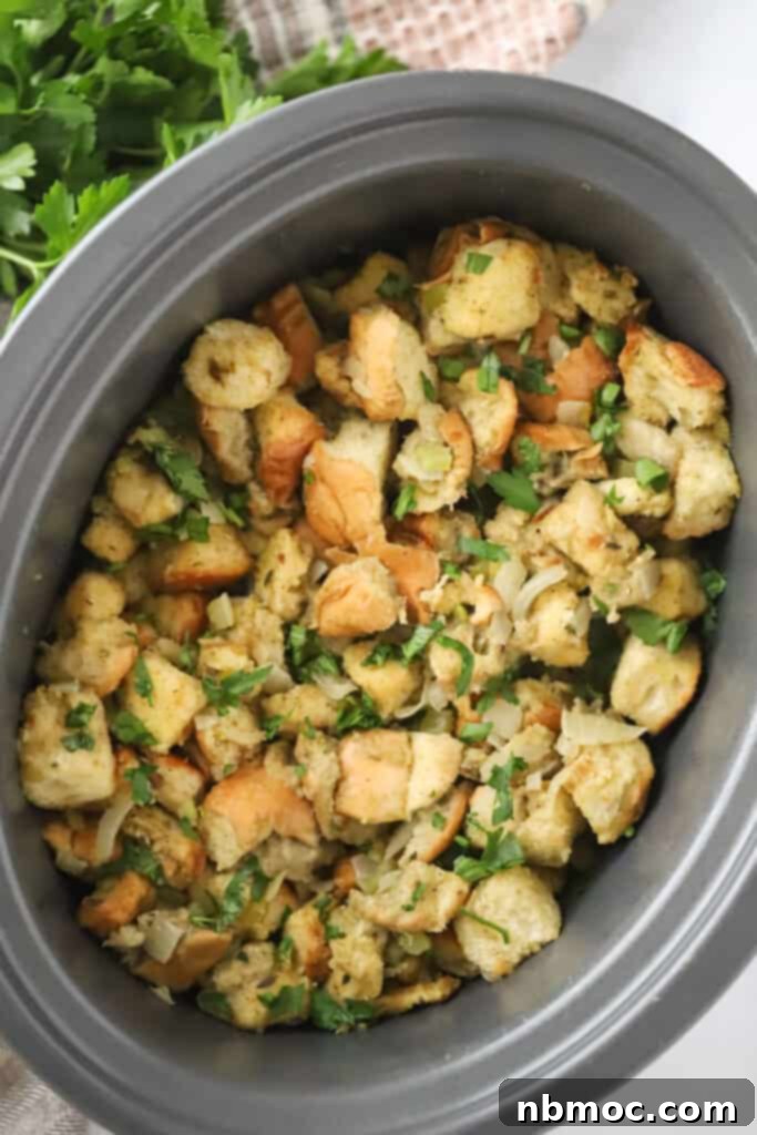 Set-It-and-Forget-It Stuffing 2 Thanksgiving Slow cooker Stuffing in a crockpot, an easy slow cooker stuffing recipe that's one of the best thanksgiving side dishes.