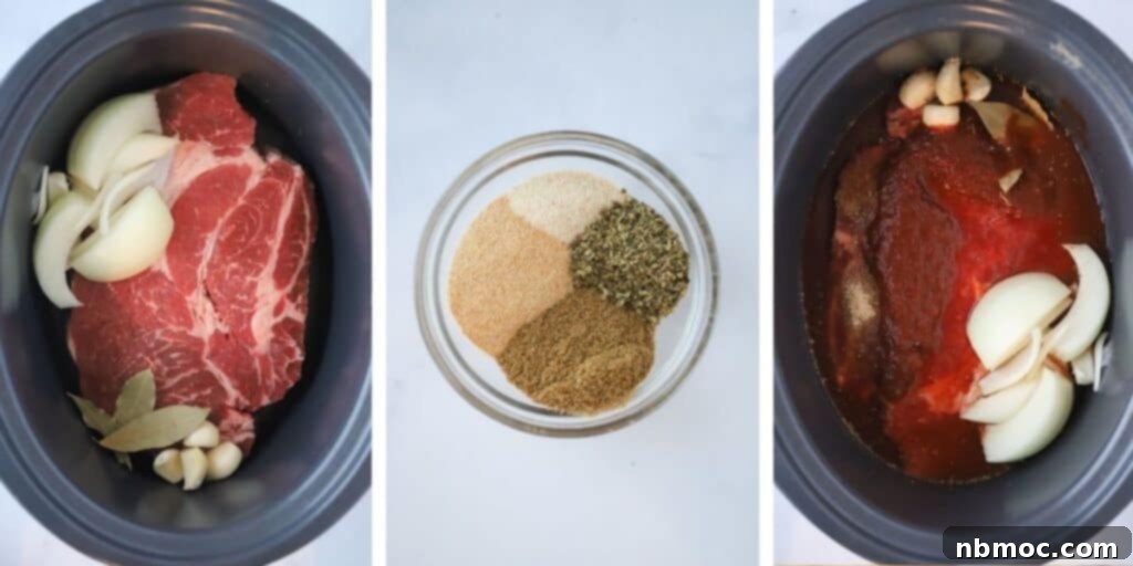 How to make this easy birria tacos recipe in a slow cooker using chuck roast and chipotle sauce.