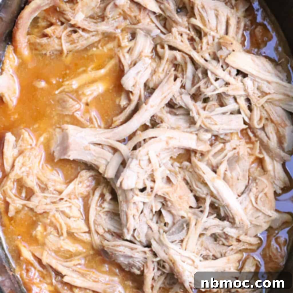 Sweet pork cooked and shredded in a slow cooker, sweet pork recipe Cosa Vida for a Taylor Swift party.