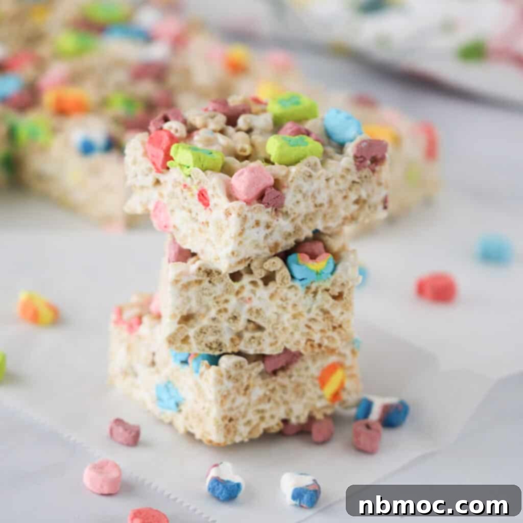 Best Lucky Charms No-Bake Cookie Bars, a festive St. Patrick's Day dessert.