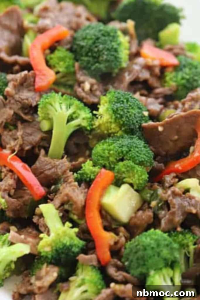 Sticky Teriyaki Beef and Vegetable Skillet 6 Steak teriyaki stir fry with broccoli and peppers.