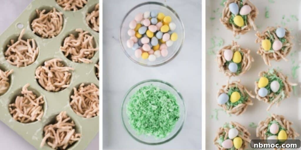 How to make bird nest cookies using chow mein noodles.