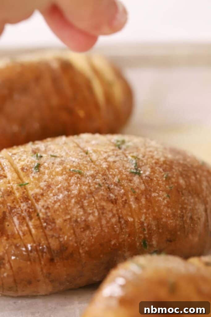 Crispy & Tender Hasselback Potatoes Made Easy 4 Fingers salting baked Hasselback Potatoes