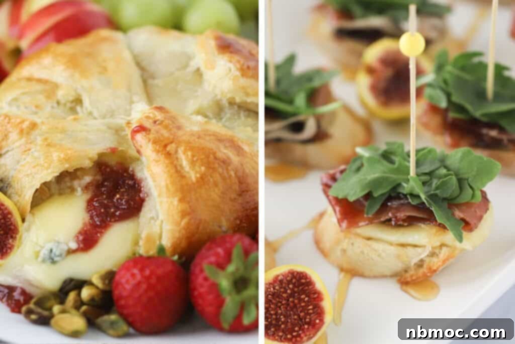 Baked brie and crostini that are both using fig jam.