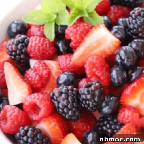 Berry Fruit Salad with Citrus Glaze in a large serving bowl