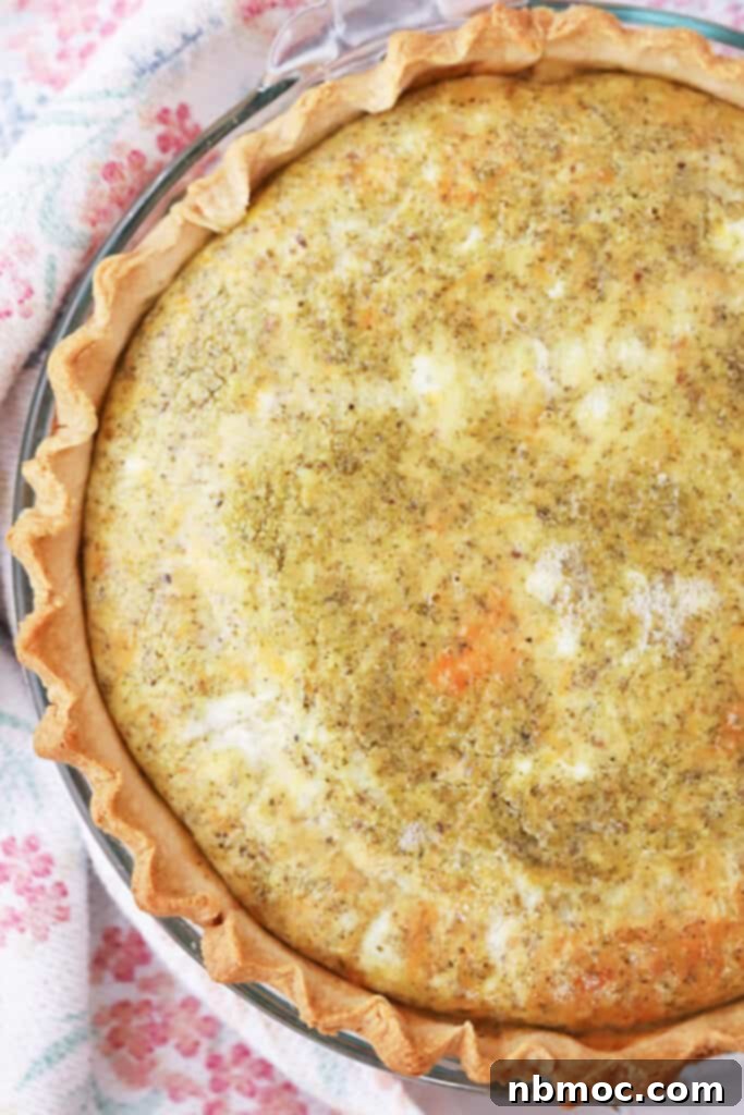 Triple Cheese Pesto Quiche 5 baked 3 cheese pesto quiche ready, baked for breakfast recipe, can also make into a crustless quiche recipe. three cheese quiche.