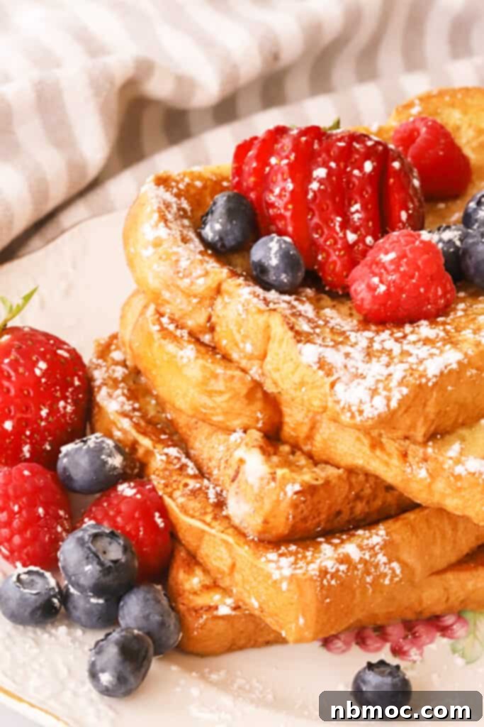 Classic French toast topped with fresh fruit.