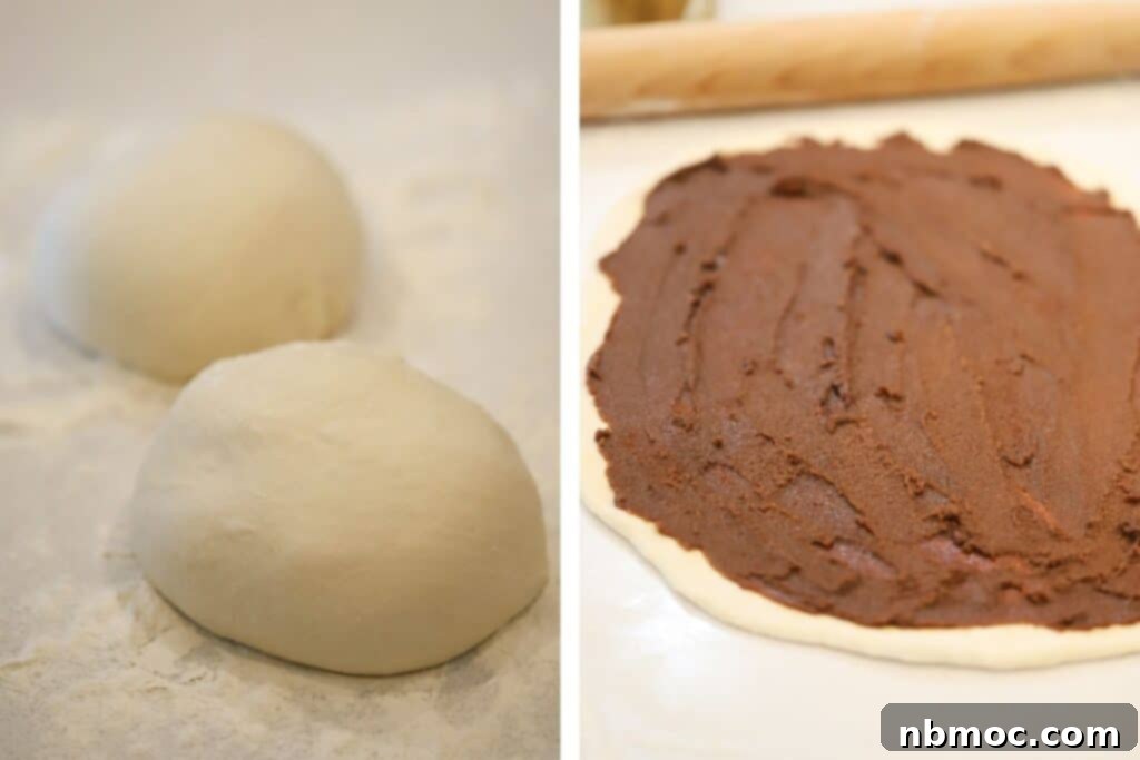 Decadent Cinnamon Twists 3 A sheet of rolled-out dough generously topped with a mixture of cinnamon and brown sugar, ready for the next layer.