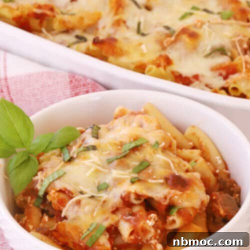 Quick and Comforting Baked Ziti 6 baked ziti recipe in a bowl, ready to eat