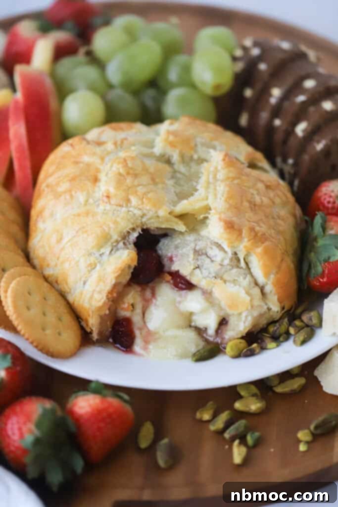 Cranberry Baked Brie on a serving platter