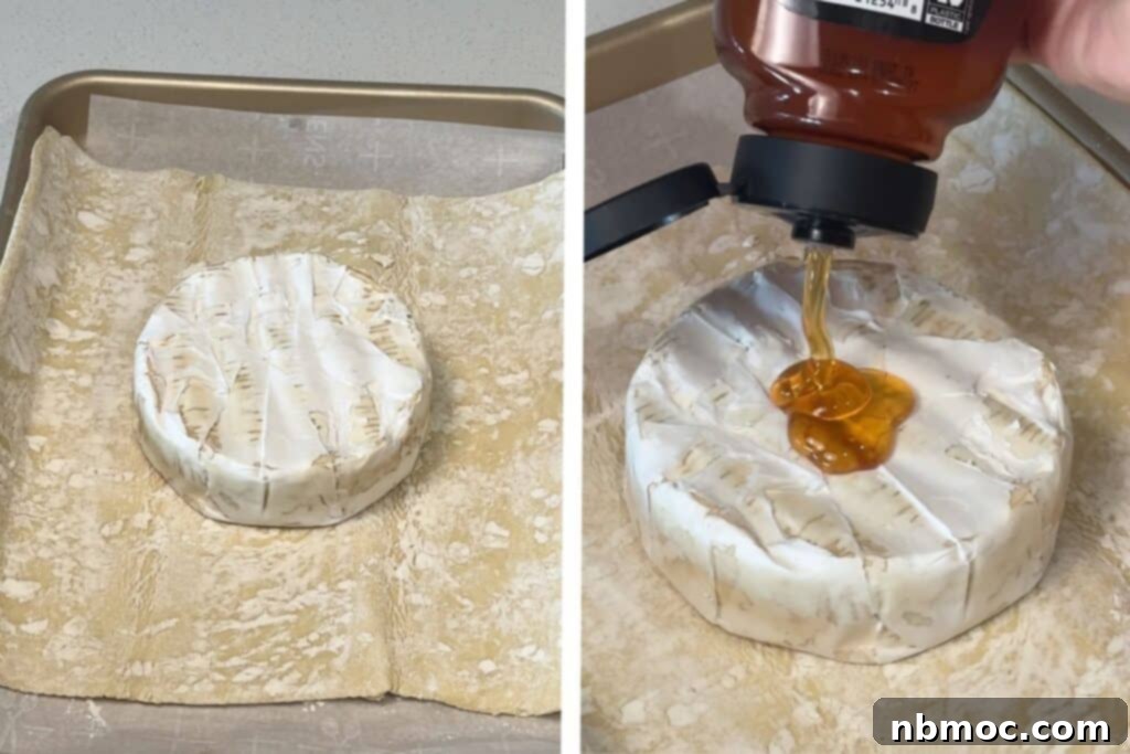 Adding honey to brie cheese