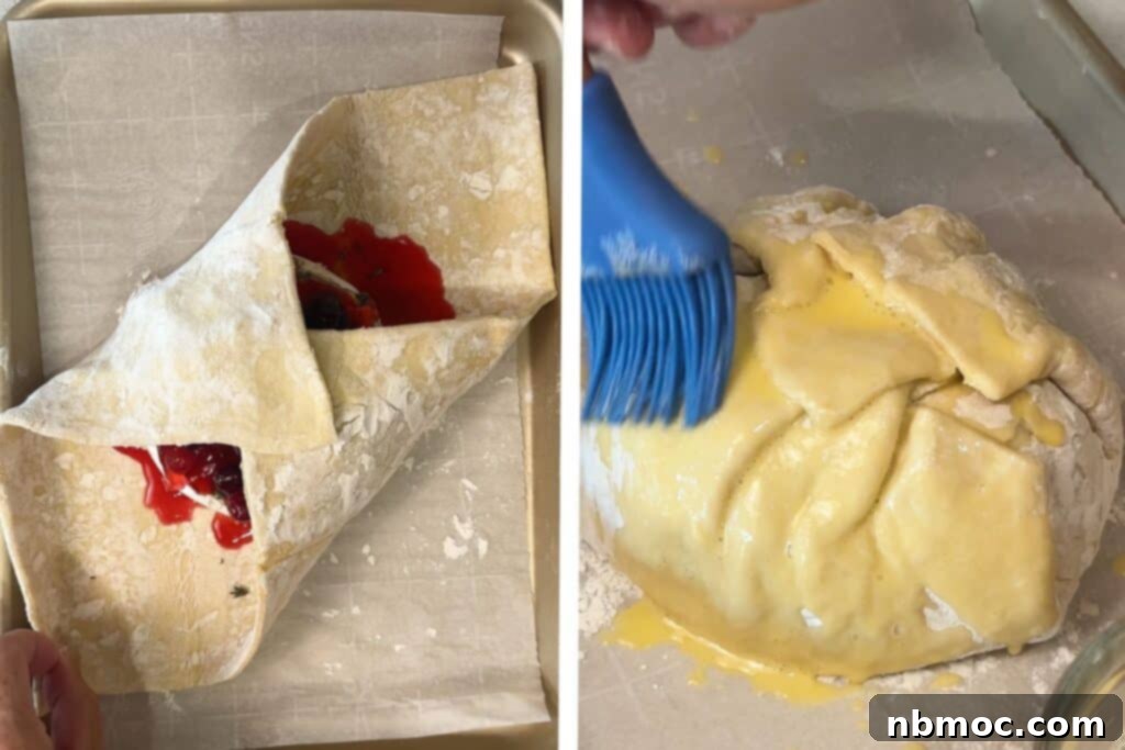 Wrapping brie in puff pastry
